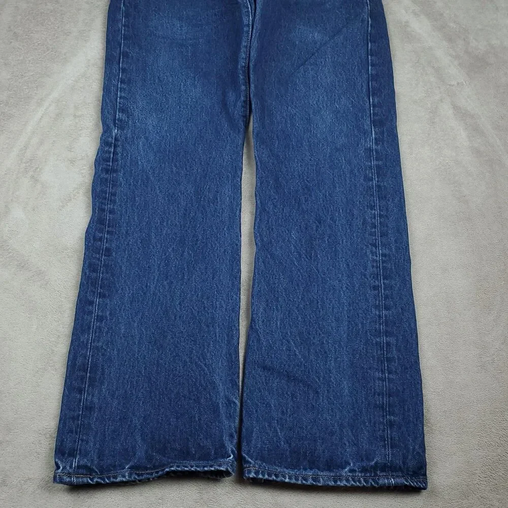 Levis 501 Jeans Mens 35x32 Blue Medium Wash Straight Button Fly Denim Waterless